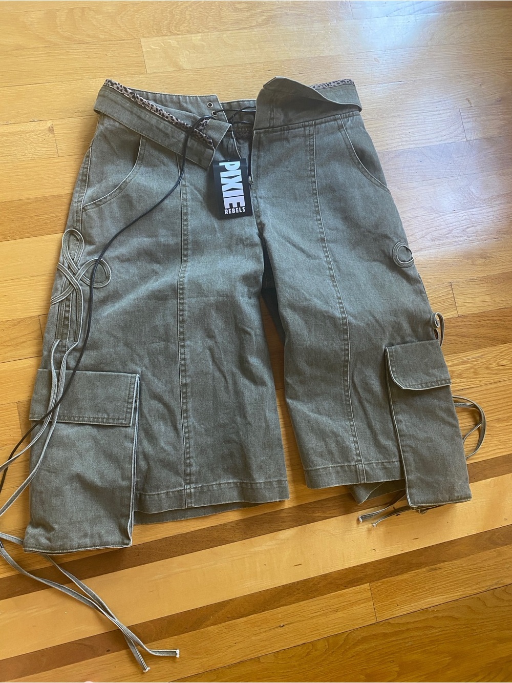 PINK Victoria's Secret Olive Utility Cargo Shorts with Side Ties